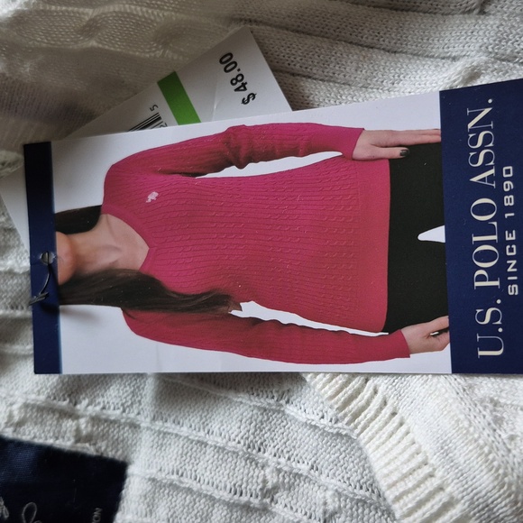 V Neck Cable Sweater Sz.L  NWT Ivory - Picture 6 of 7